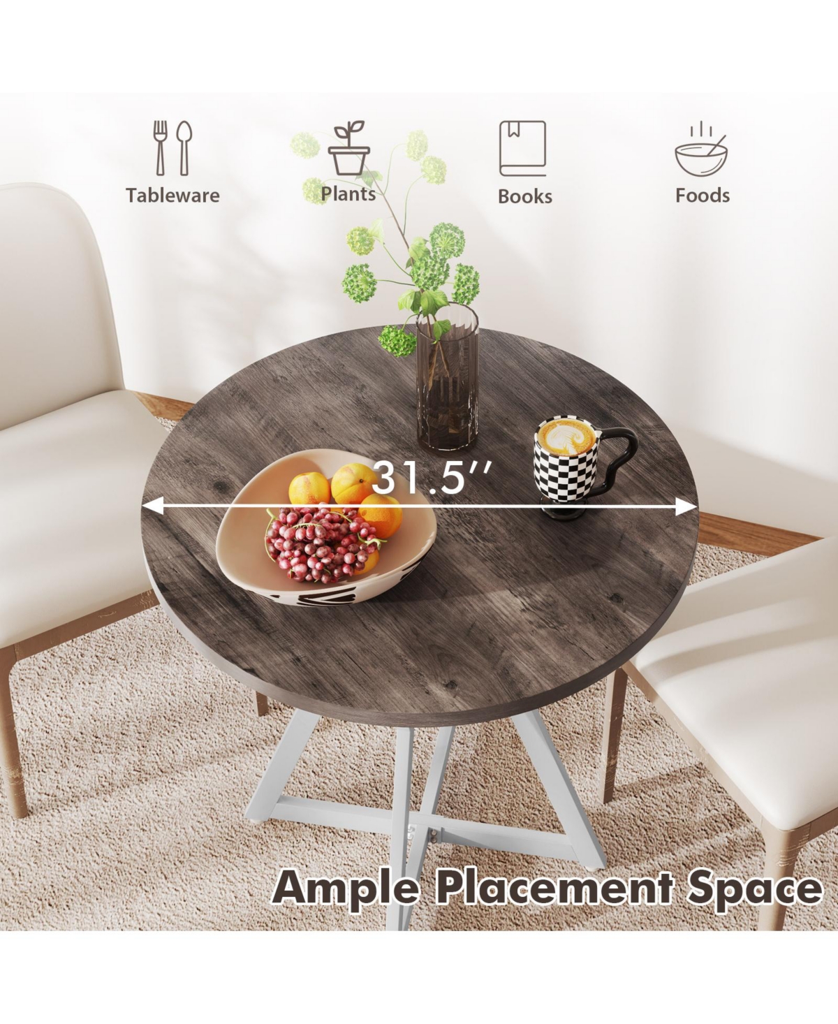 Slickblue 36 Inch Round Kitchen Dining Table Metal Pedestal Base
