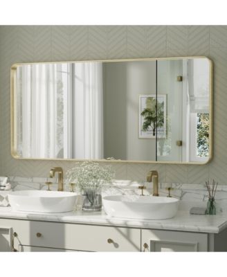  High-Strength Tempered Glass and Aluminum Alloy Framed Wall Decor Bathroom Vanity Mirror in Brushed Gold