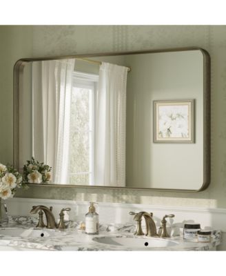 High-Strength Tempered Glass and Aluminum Alloy Framed Wall Decor Bathroom Vanity Mirror in Brushed Bronze