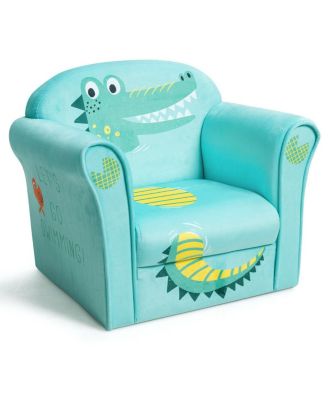 Kids Crocodile Upholstered Armrest Sofa with Velvet Cover, Ages 1-5, 20x15x17 in