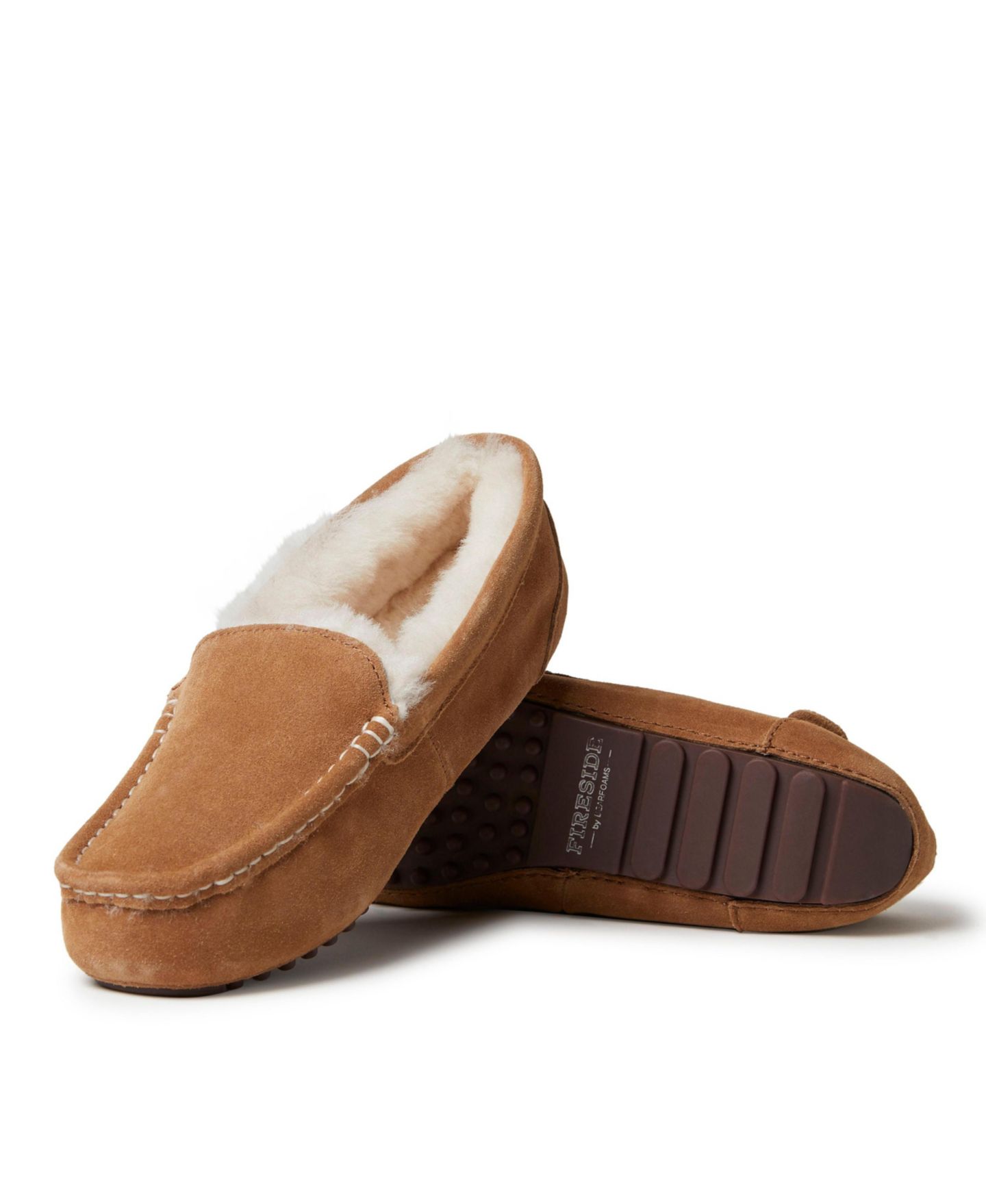 Женские тапочки Fireside by Dearfoams Mel Genuine Shearling Moccasin Slipper, цвет: Каштановый — фото 8