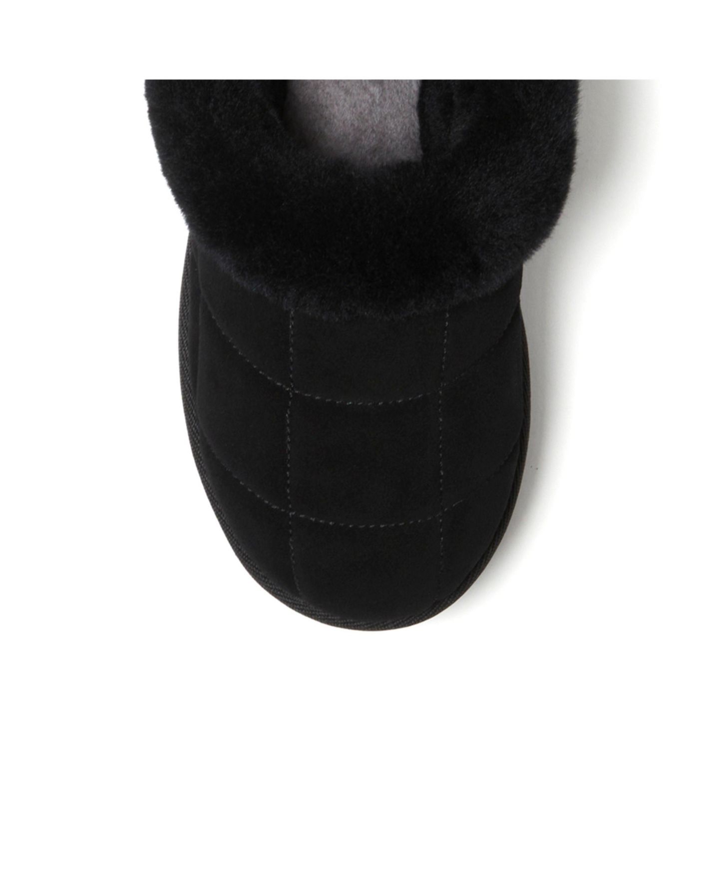 Женские сабо Dearfoams Fireside by Bendigo Genuine Shearling Quilted Platform Clog Slipper, цвет: Чёрный — фото 8