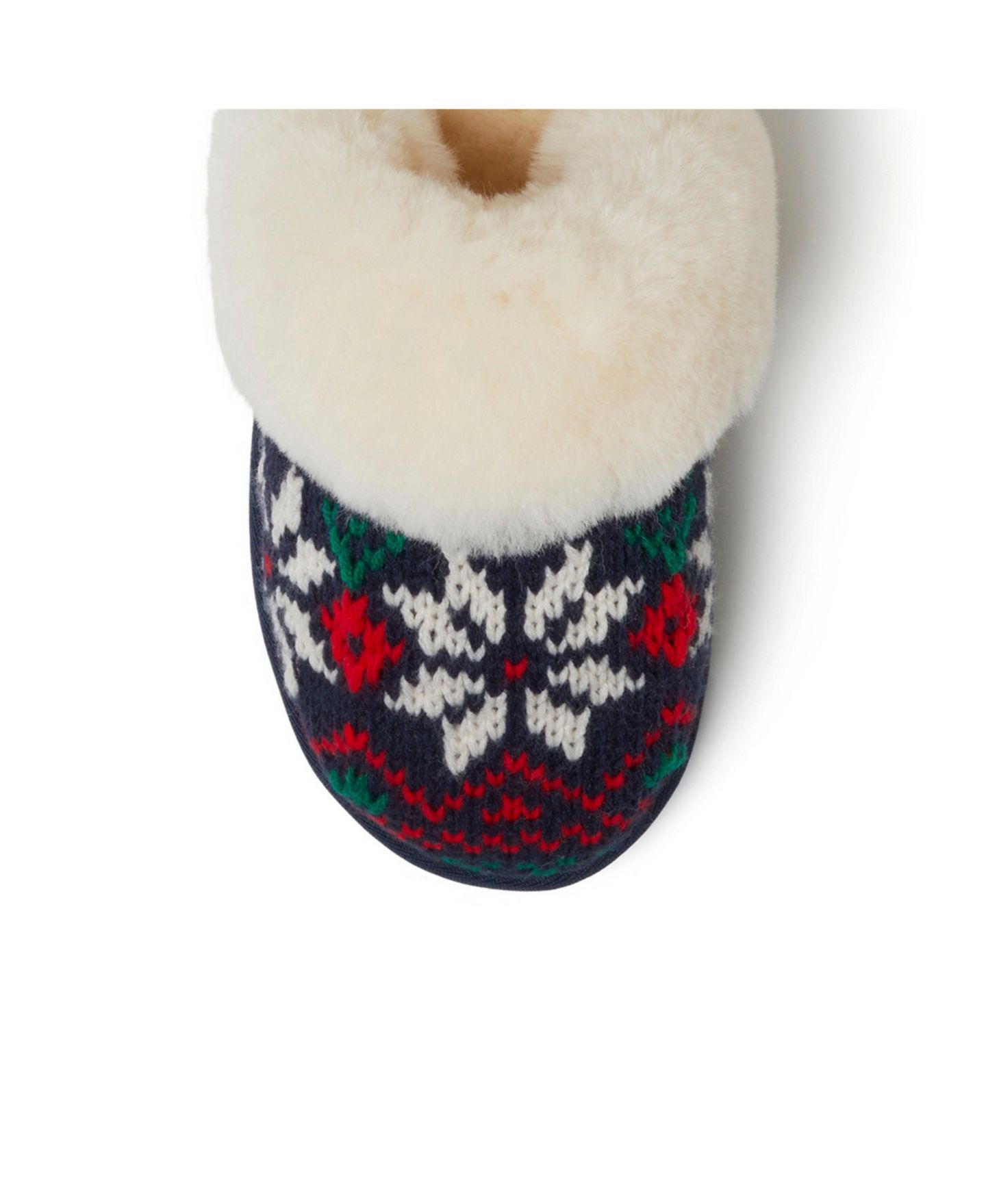 Женские тапочки Dearfoams Sydney Holiday Fair Isle Genuine Shearling Scuff Slipper, цвет: Peacoat — фото 8