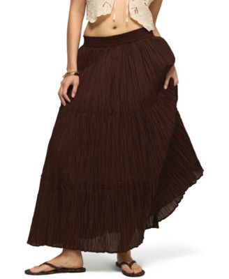 Women's Tiered Broomstick Pull-On Maxi Skirt