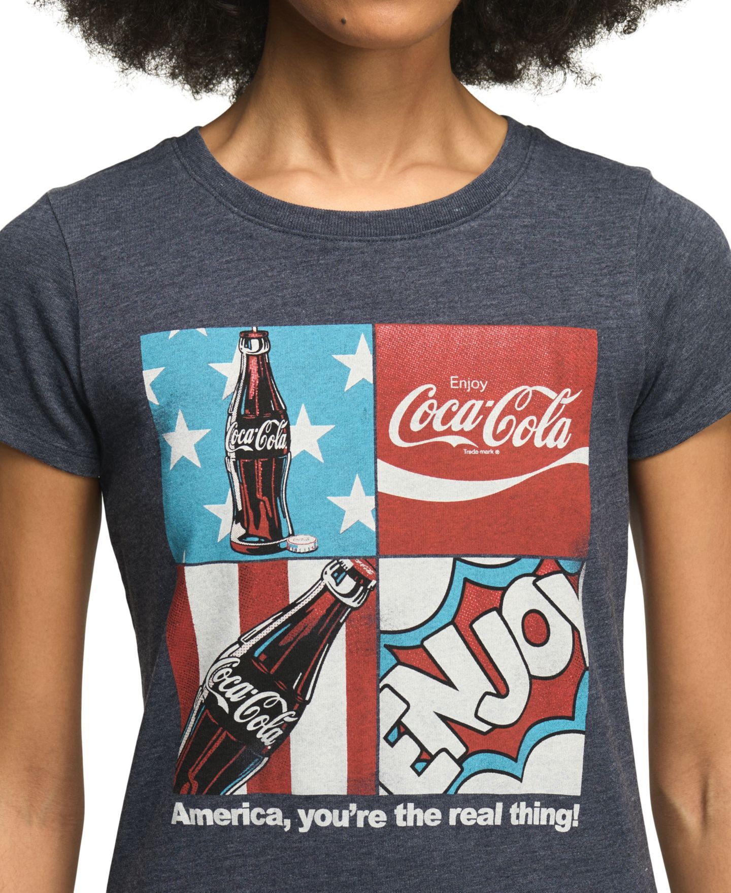 Женская футболка Lucky Brand Coca Cola Americana Grid Crewneck Baby T-Shirt, цвет: Total Eclipse — фото 3