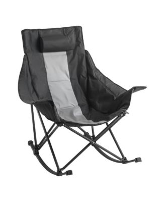 Folding Rocking Camping Chair Portable Heavy Duty Rocker with Cup Holder