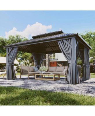 Hardtop Gazebo with Double Roof, Aluminum Frame and Steel Roof