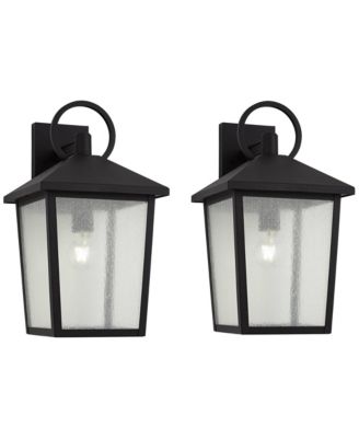 Westmont 18"H Sand Black Outdoor Wall Light Set of 2