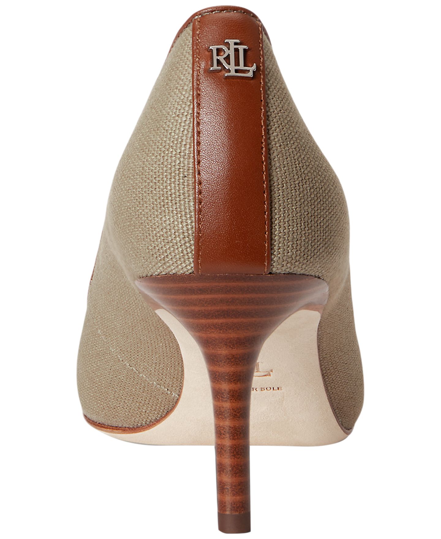 Женские туфли Lauren Ralph Lauren Lanette Washed Canvas Slip-On Pumps, цвет: Рыжевато-коричневый — фото 3