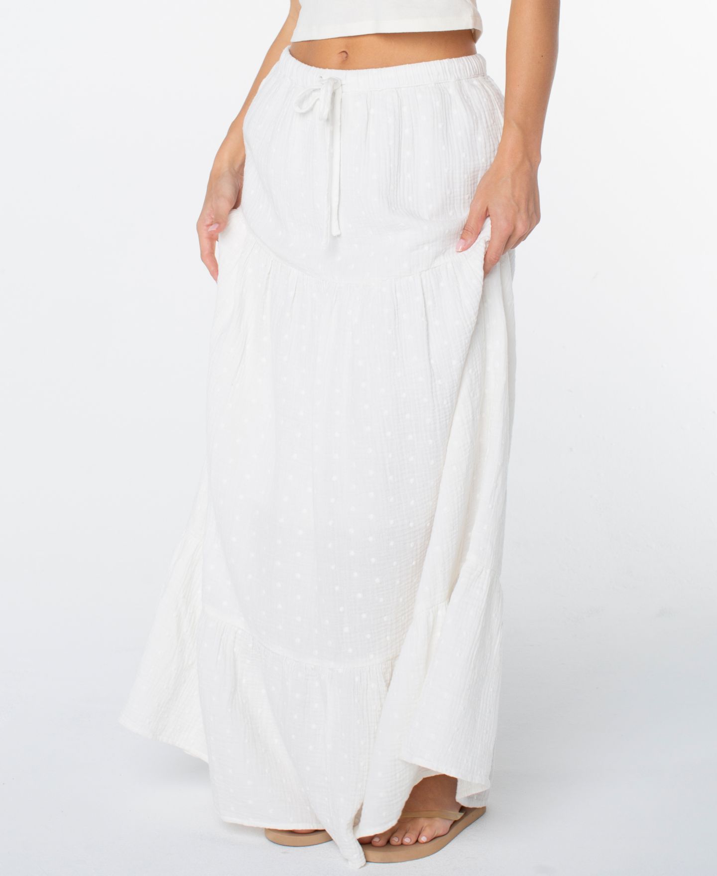 Женская юбка Roxy Side Street Tiered Maxi, цвет: Облачный — фото 1