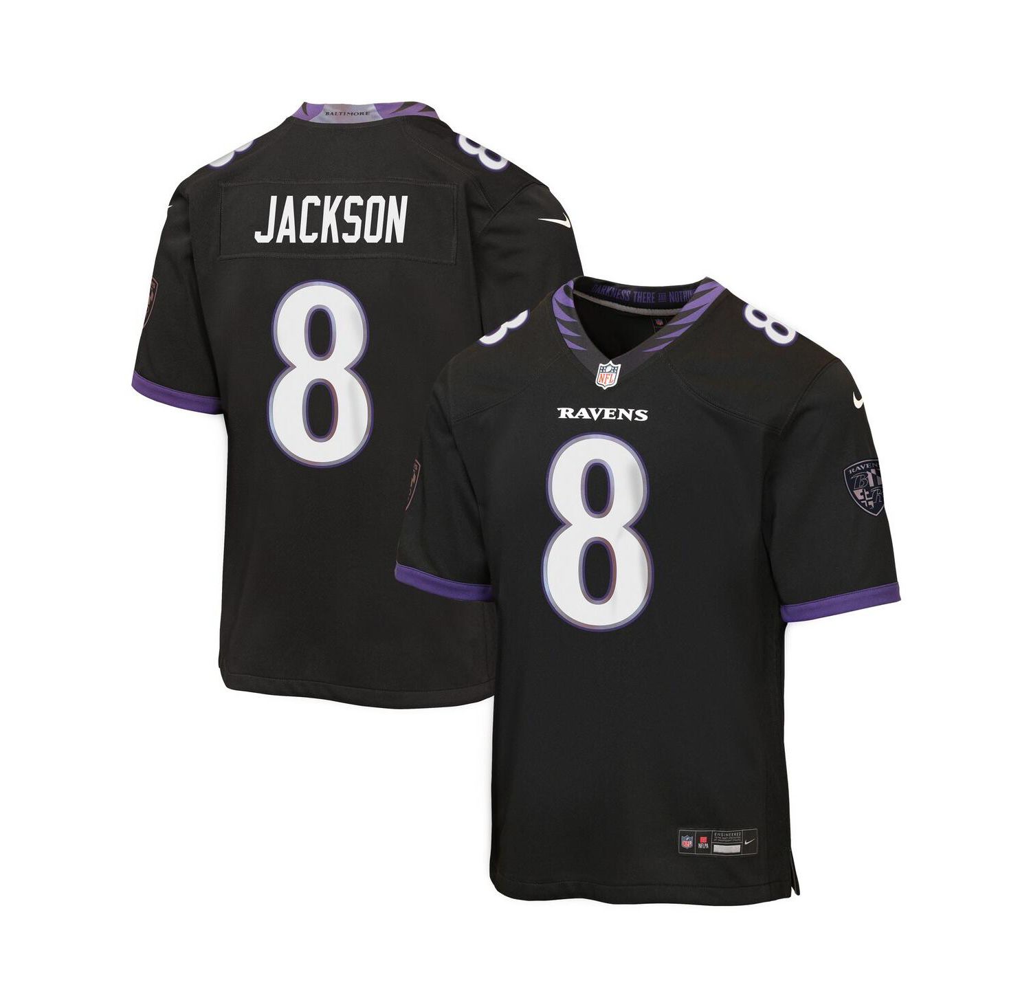 Big Boys and Girls Lamar Jackson Black Baltimore Ravens Alternate Game Jersey