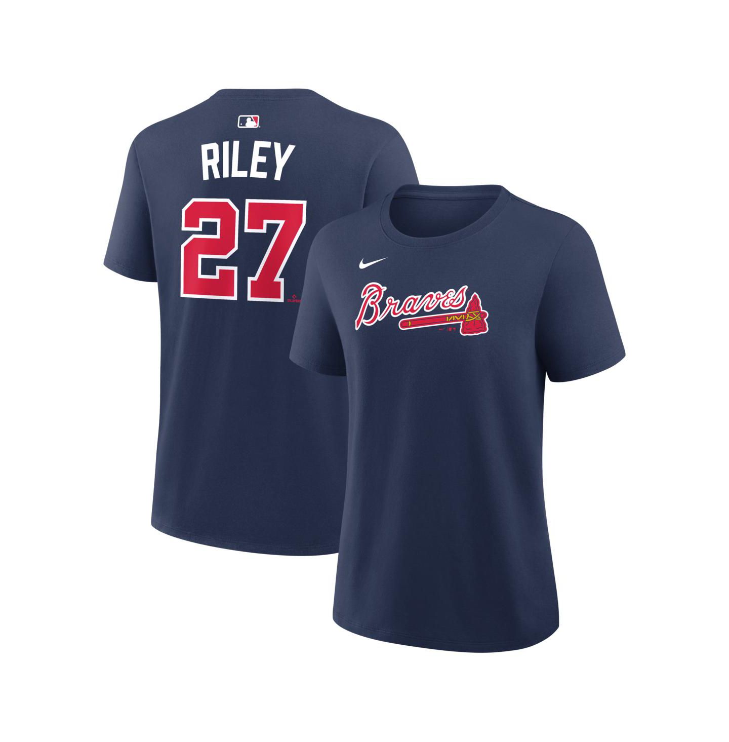 Женская футболка Nike Austin Riley Navy Atlanta Braves Name & Number — фото 1