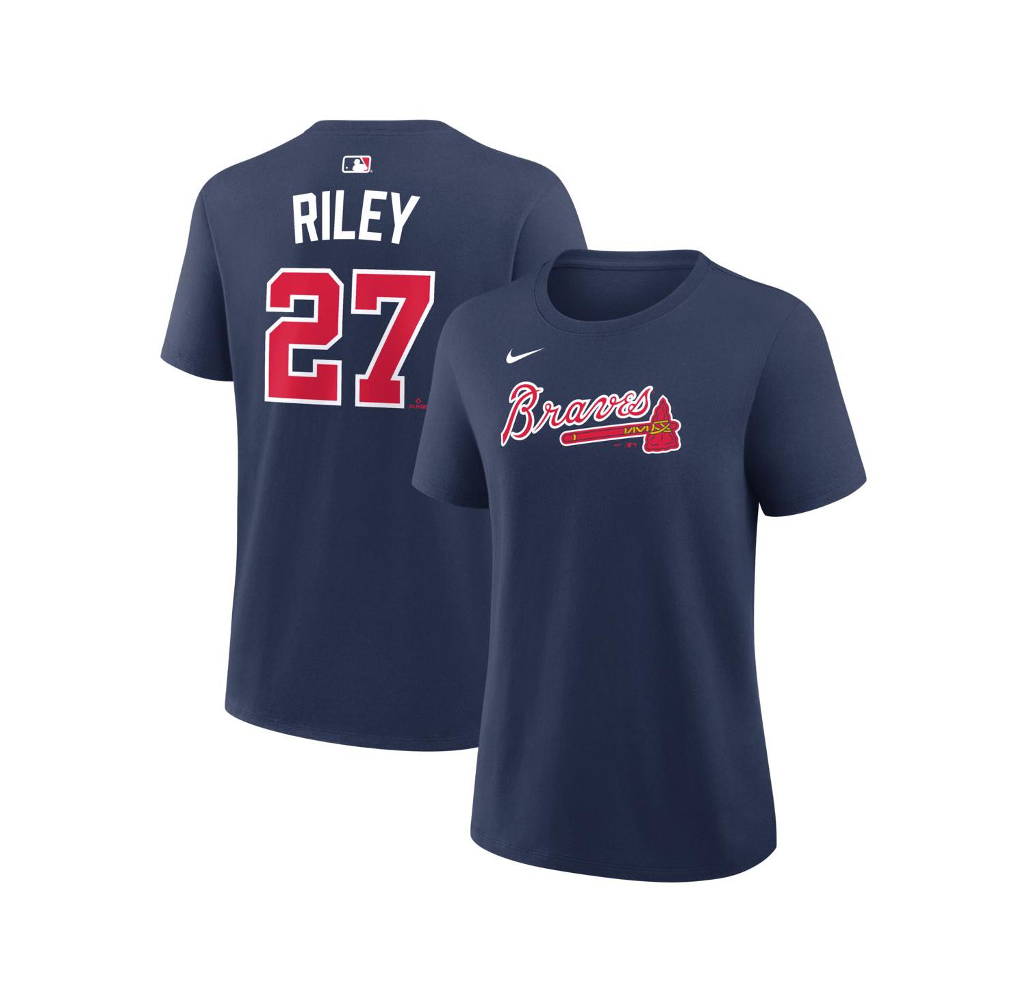 Women's Austin Riley Navy Atlanta Braves Name & Number T-Shirt