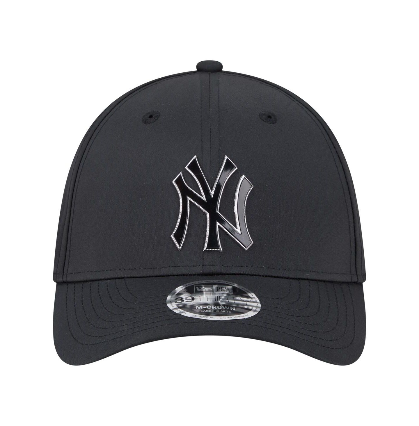 Мужская кепка New Era Black New York Yankees Metallic 39THIRTY M-Crown Flex Hat — фото 2