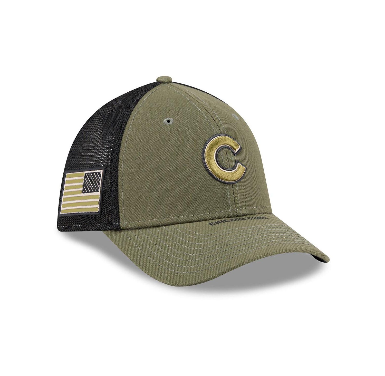 Men's Olive Chicago Cubs 2026 Armed Forces Day 39THIRTY M-Crown Flex Hat