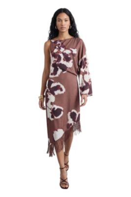 Women's One Shoulder Satin Midi Dress