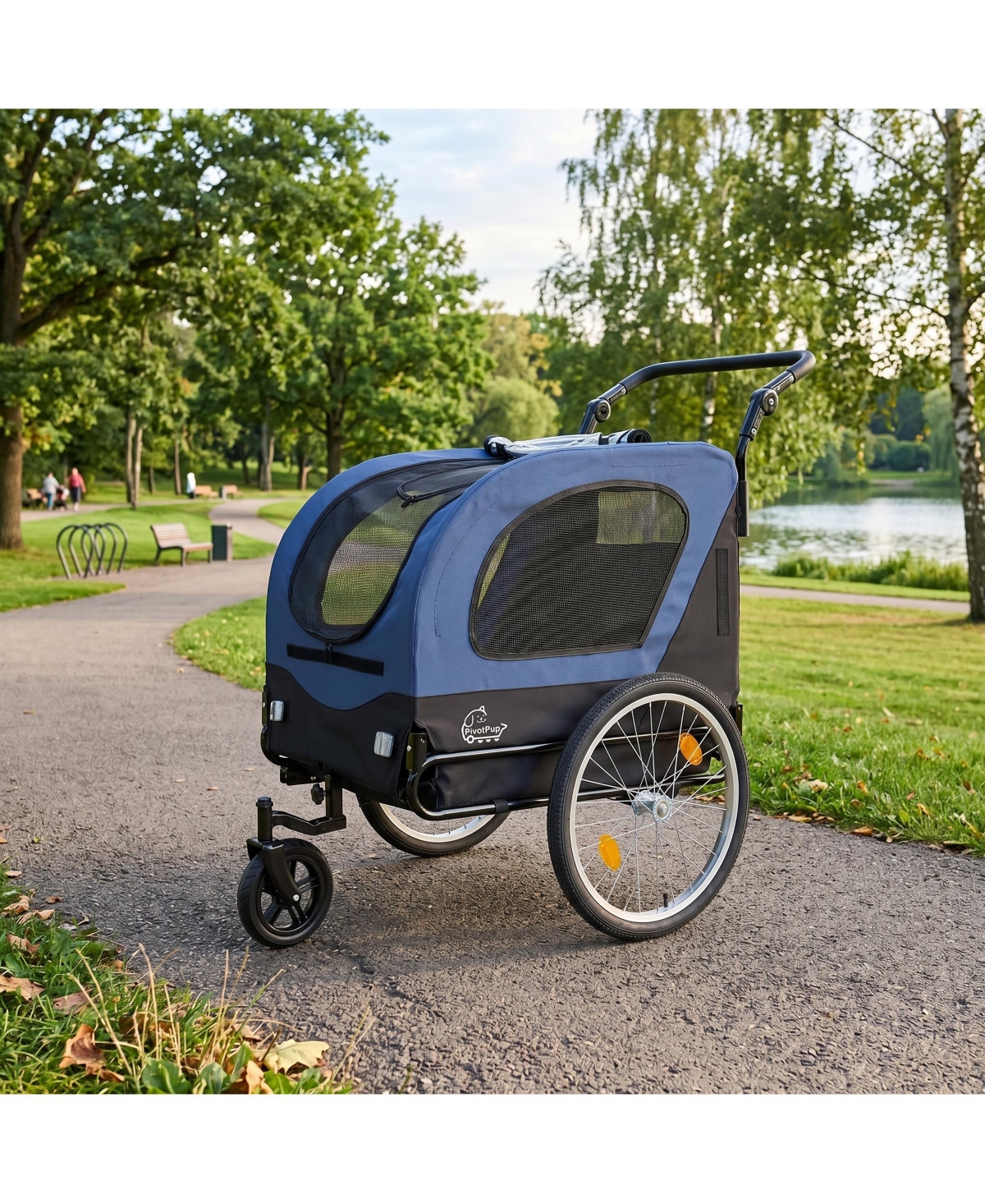 Aostirmotor 2-in-1 Bike Trailer and Pet Stroller for Dogs up to 110 lbs, Foldable Carrier Cart with 20" Air-Filled Wheels