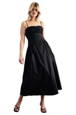Women's Dropped Waist Ruched Bust Midi Dress