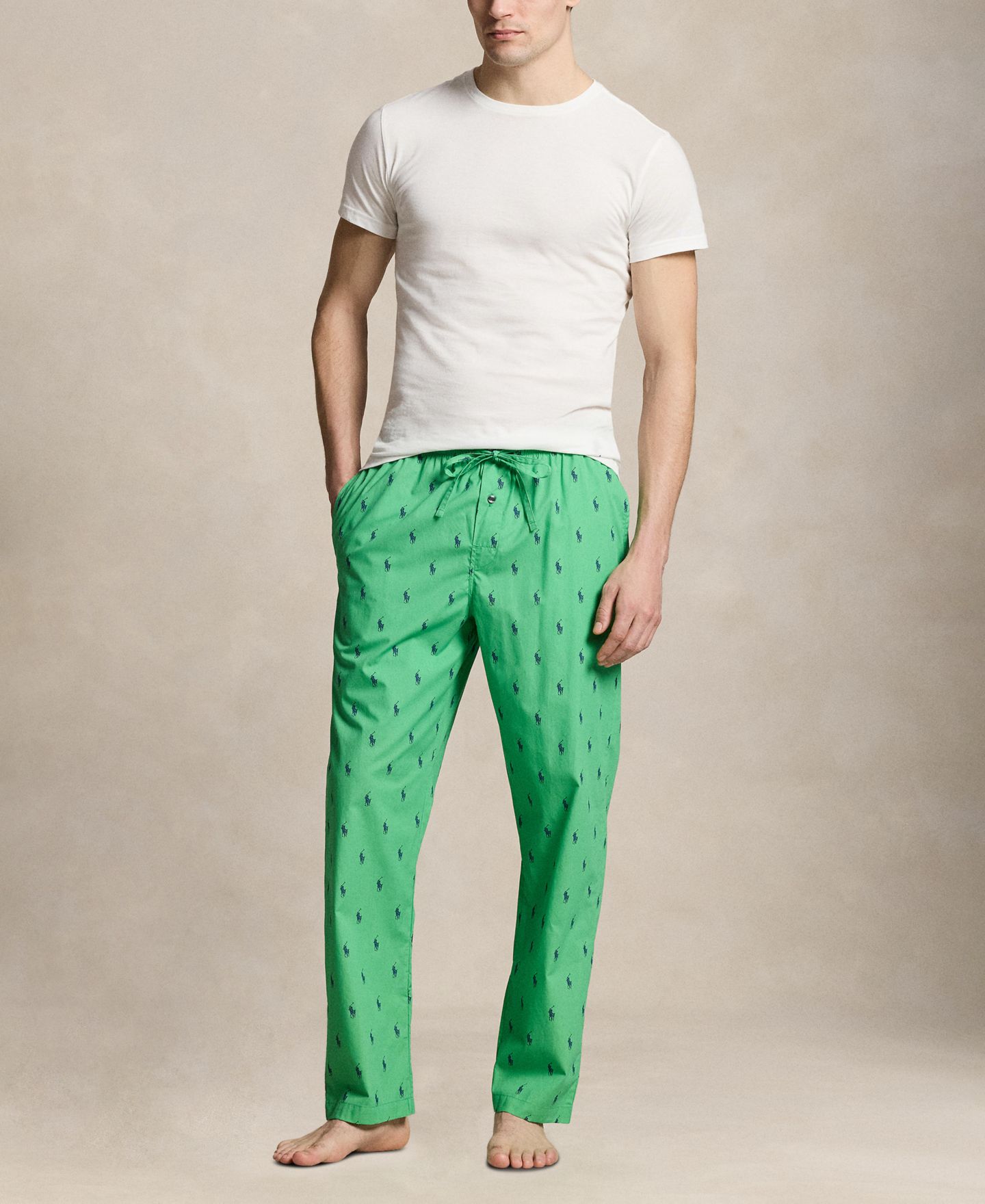 Пижама Slim-Fit для мужчин — Polo Ralph Lauren, цвет: Зелёный / Королевский синий — фото 2