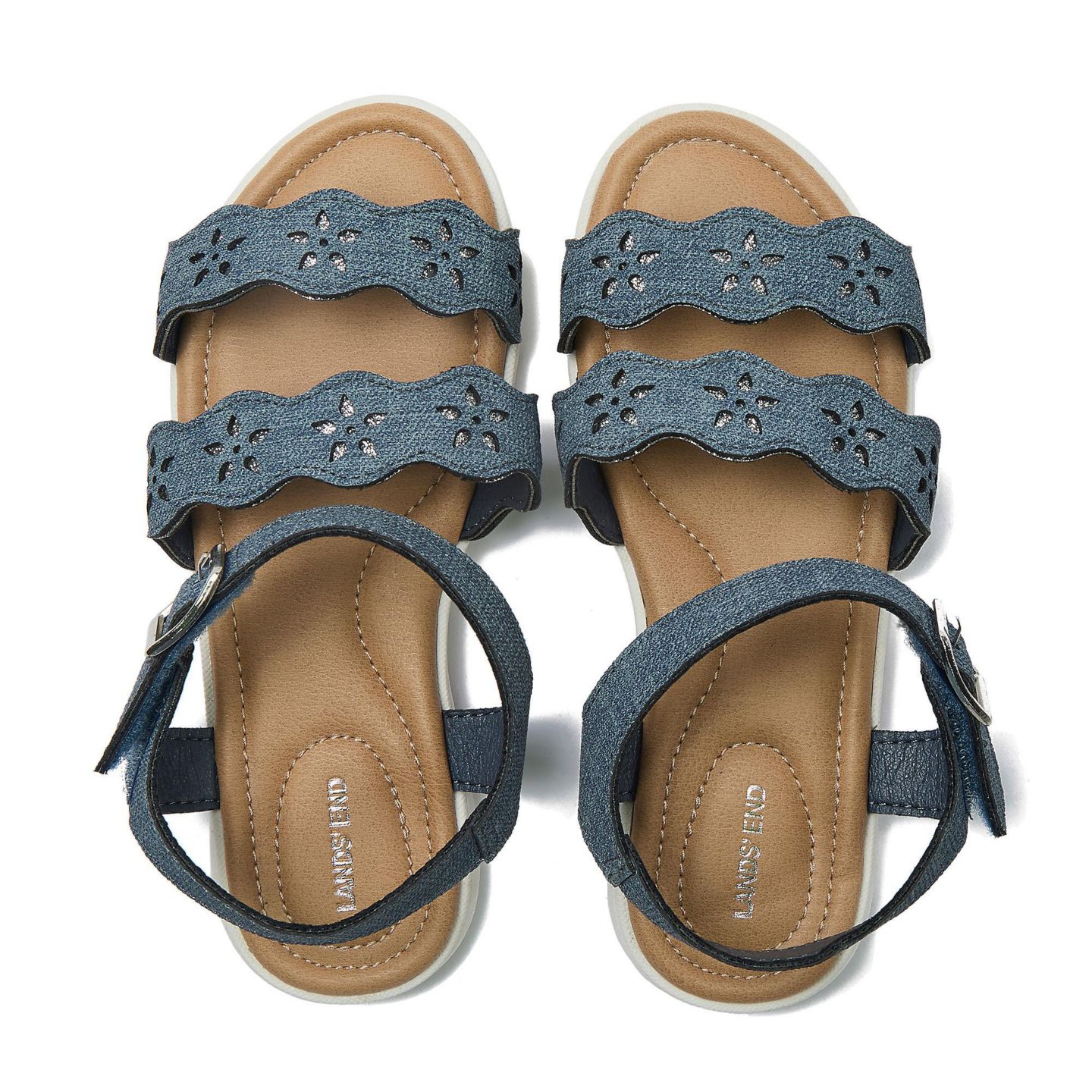 Сандалии Lands' End Easy On Flower Sandals для девочек, цвет: Синий — фото 2