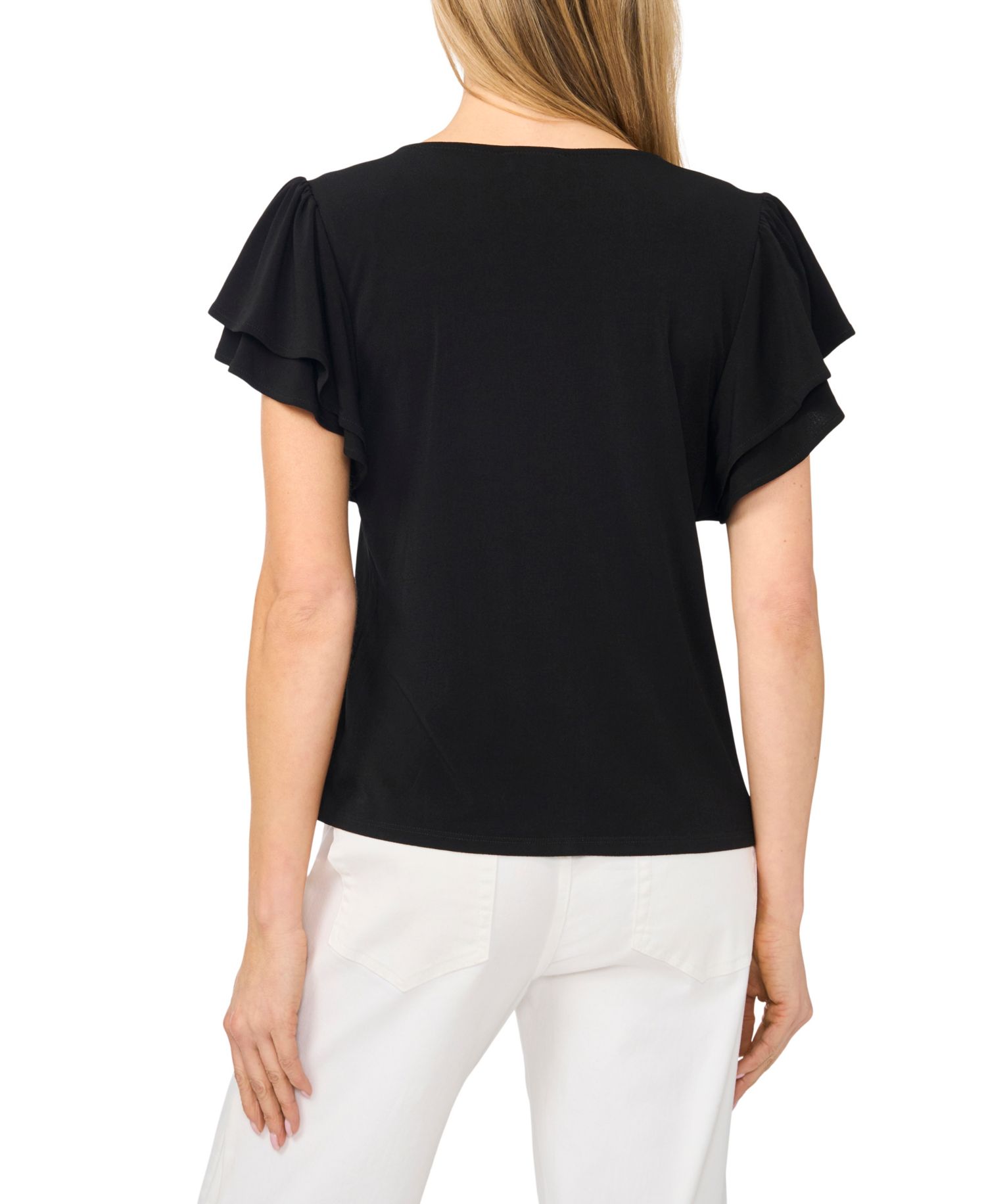Women's Flutter-Sleeve V-Neck Blouse
