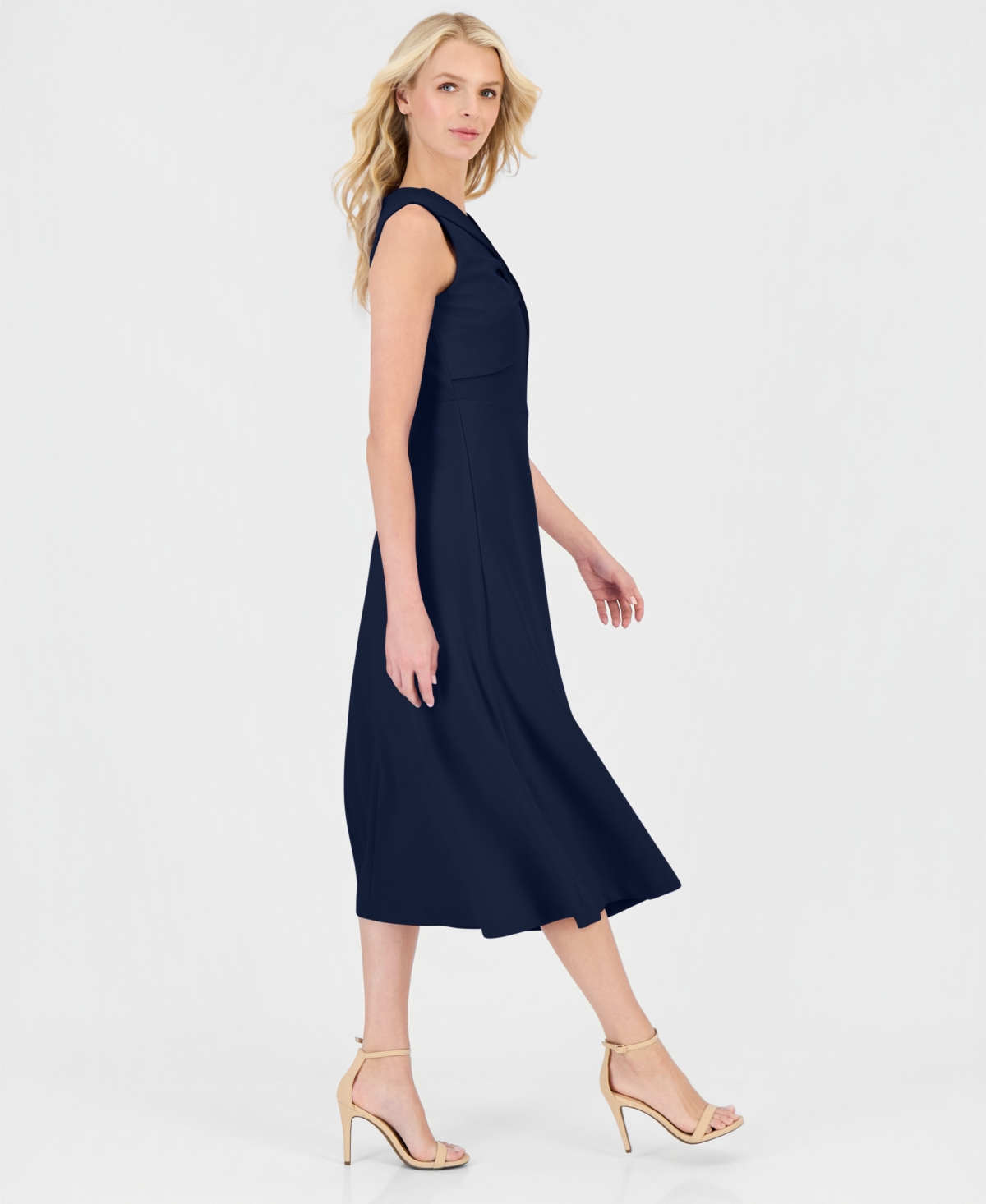 Anne Klein Women's Twist-Front A-Line Midi Dress
