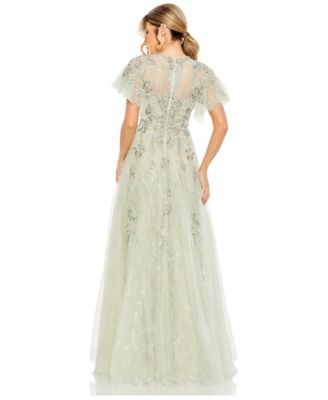 seafoam green formal dress shirring dress