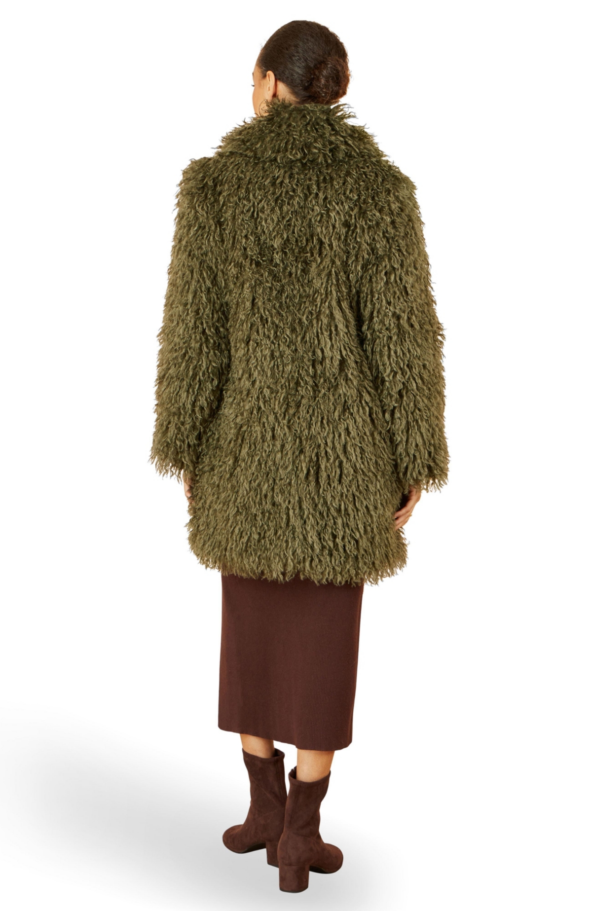 Yumi Women's Luxe Long Hair Faux Fur Coat