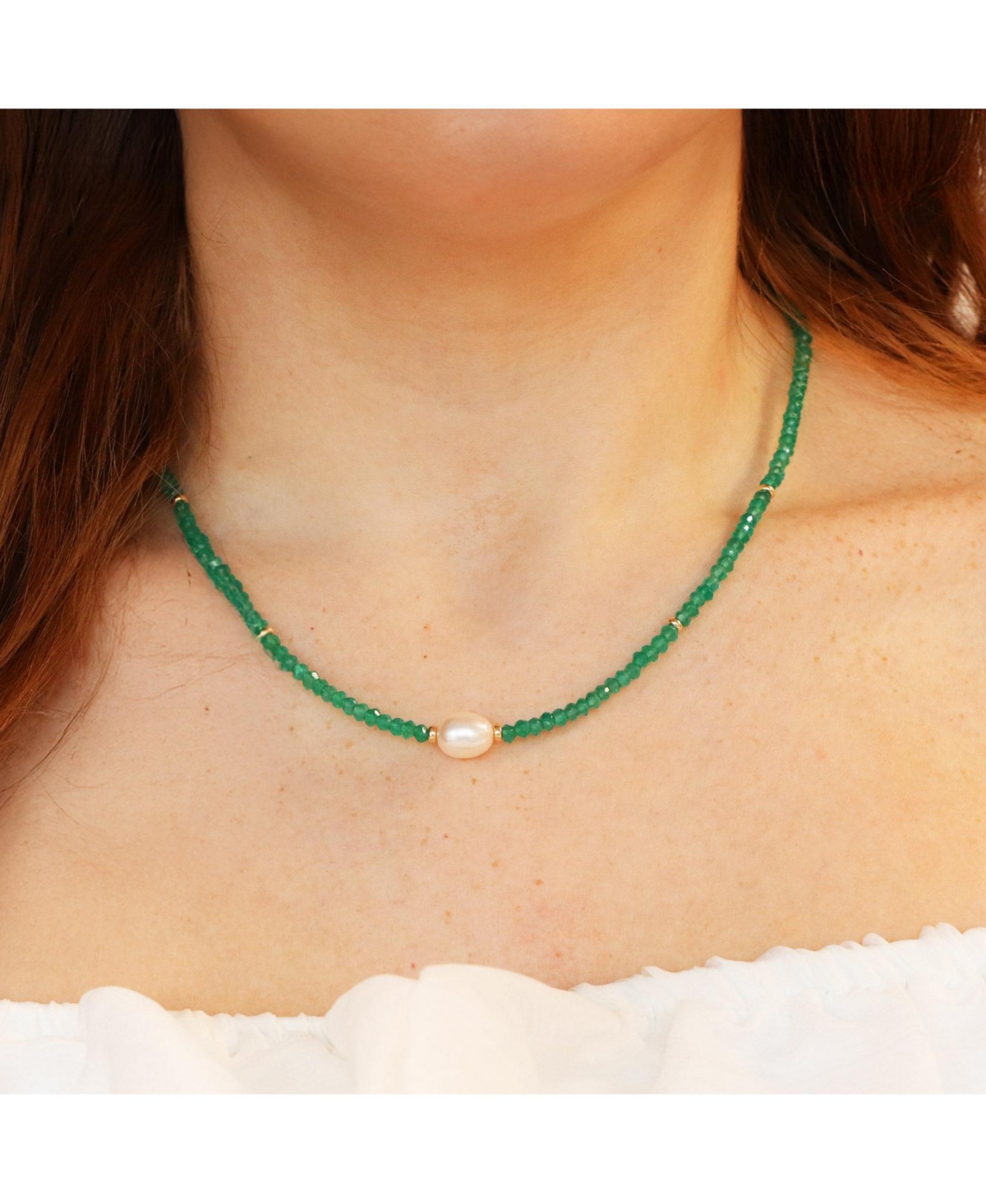 The Lovery Onyx Bead Pearl Necklace 14K Gold