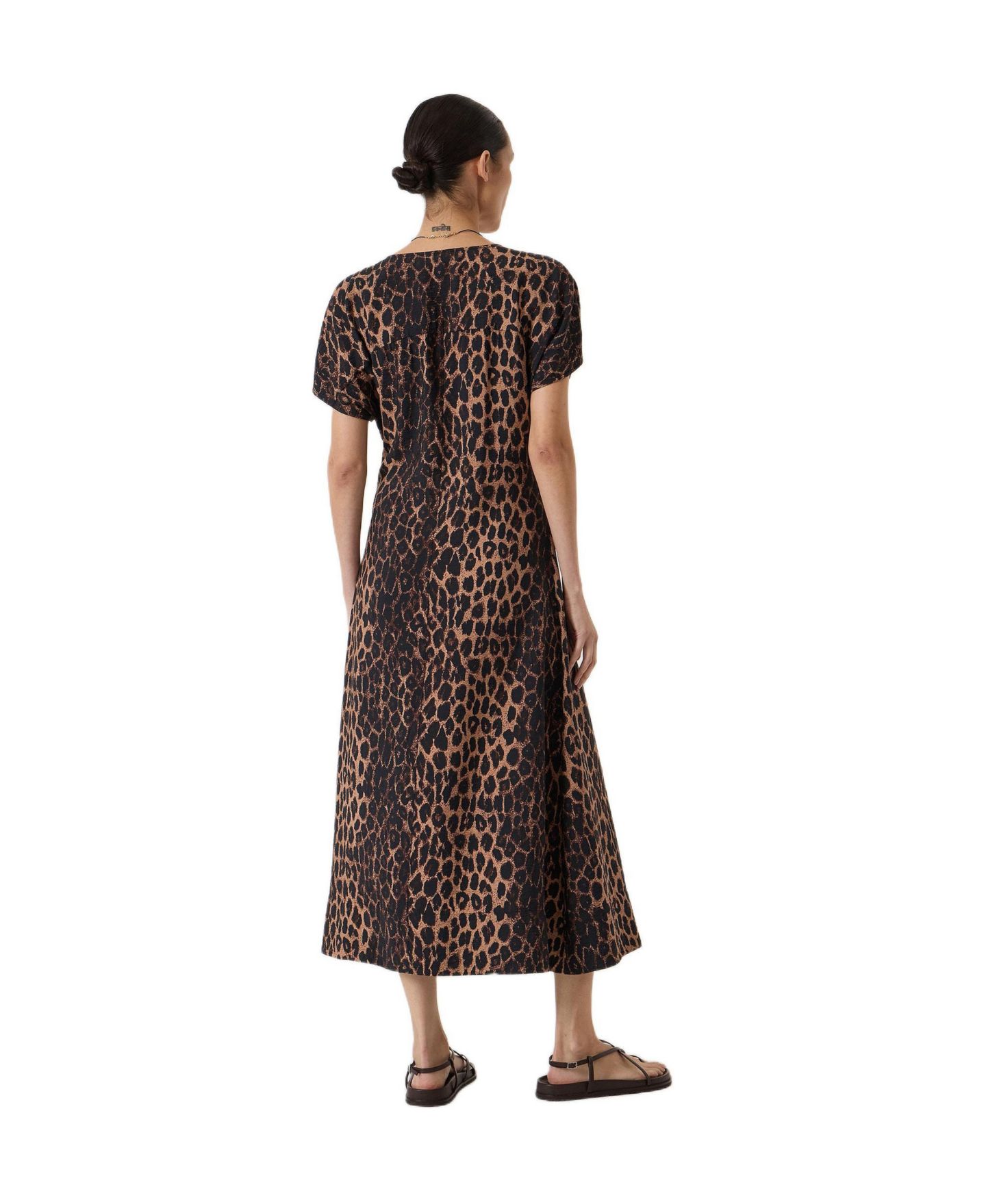 Женское платье Hush Bronte Pleated Air Flow Midi, цвет: Натуральный леопардовый коричневый — фото 3