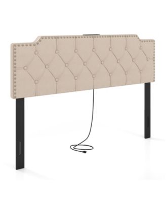 Upholstered Bed Headboard with Rivet Accents and Tufted Soft Padded Design
