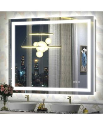 48" x 40" Super Bright Front and Back LED Lighted Anti-Fog Tempered Glass Bathroom/Vanity Mirror with ETL and 3-Year Warranty