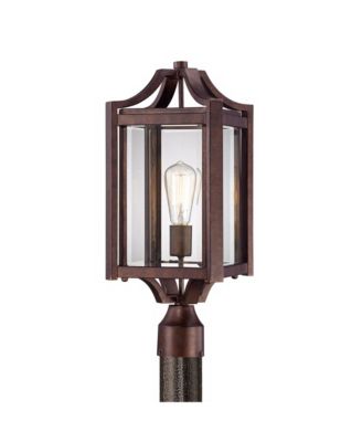 Rockford Rustic Farmhouse Outdoor Post Light Bronze Iron 20  Clear Beveled Glass for Exterior Barn Deck House Porch Yard Patio