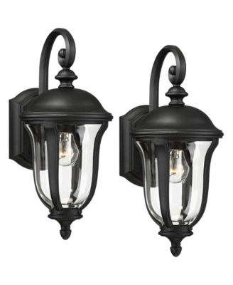 Vintage Outdoor Wall Light Fixtures Set of 2 Metal 16  Clear Glass for Exterior Barn Deck House Porch