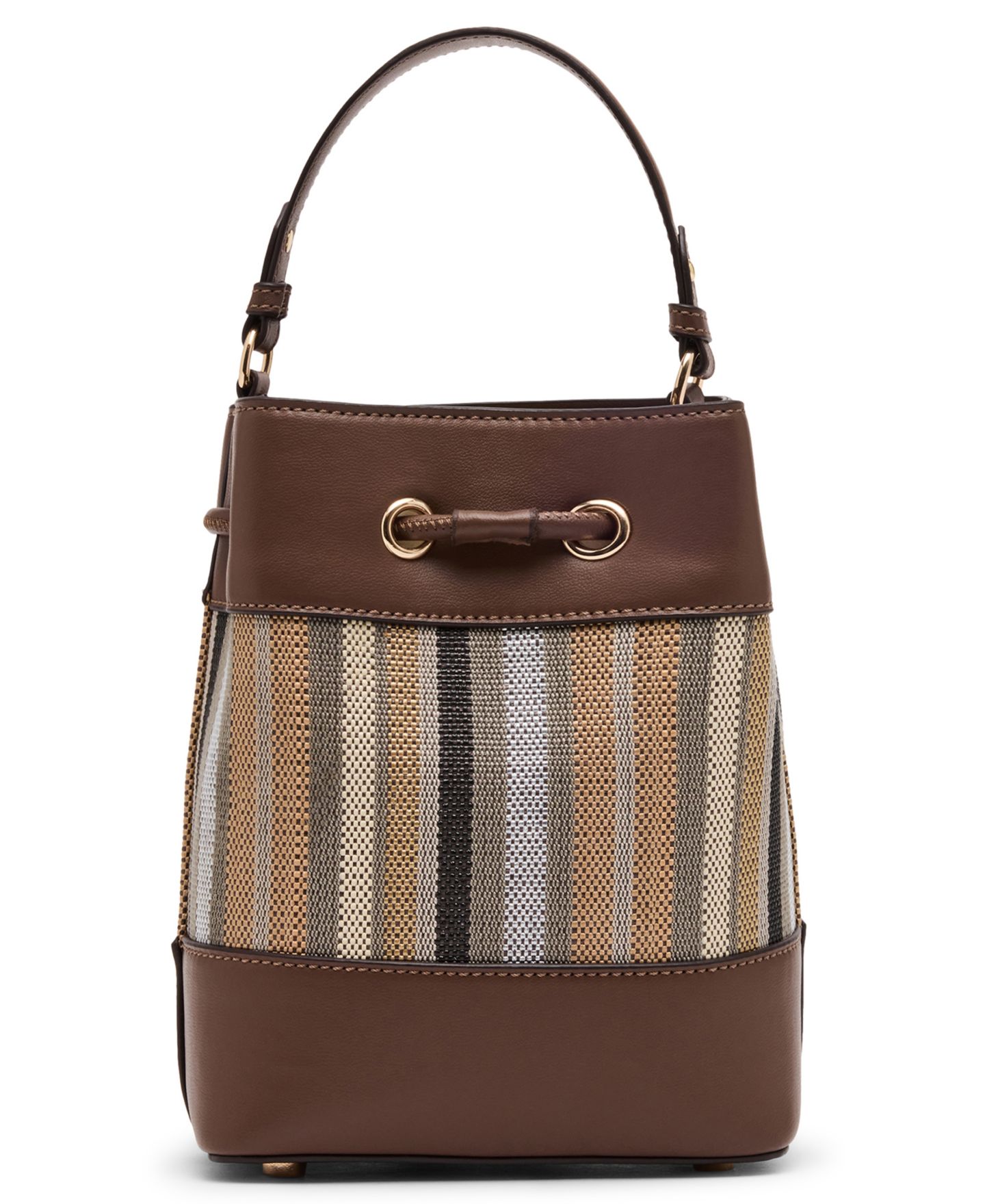 Женская сумка Anne Klein Stripe Mini Bucket Handbag, цвет: Коричневый — фото 2