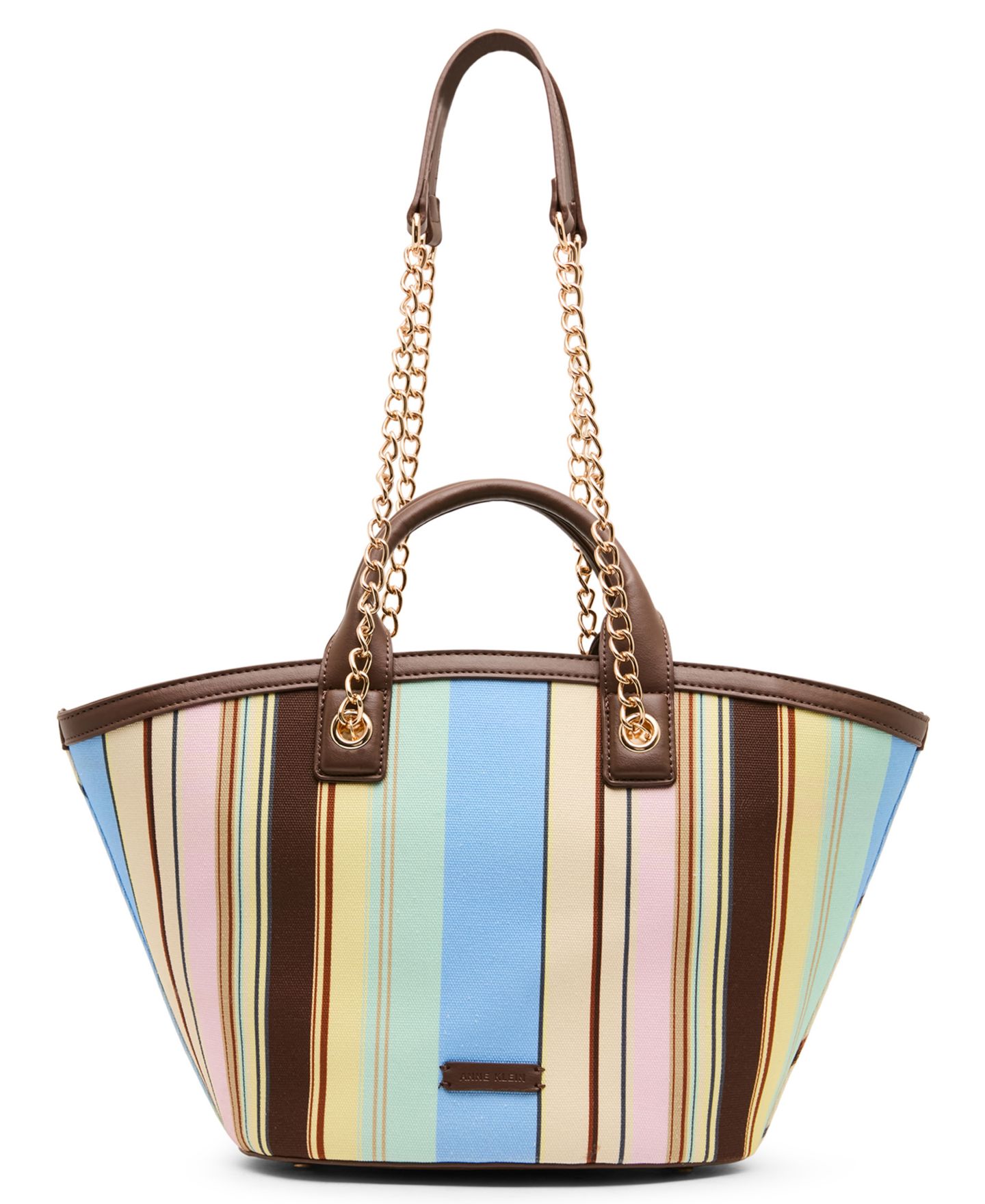 Женская сумка Anne Klein Mixed Stripe Small Tote Handbag, цвет: Коричневый разноцветный — фото 6