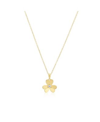 Clover Petal CZ Necklace 14K Gold-Plated Sterling Silver