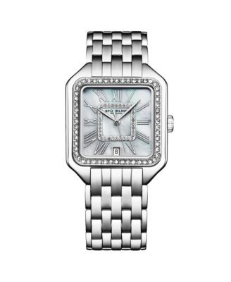 Valencia 4067 Women s Quartz Watch, 32mm Square Crystal Bezel, Stainless Steel Bracelet
