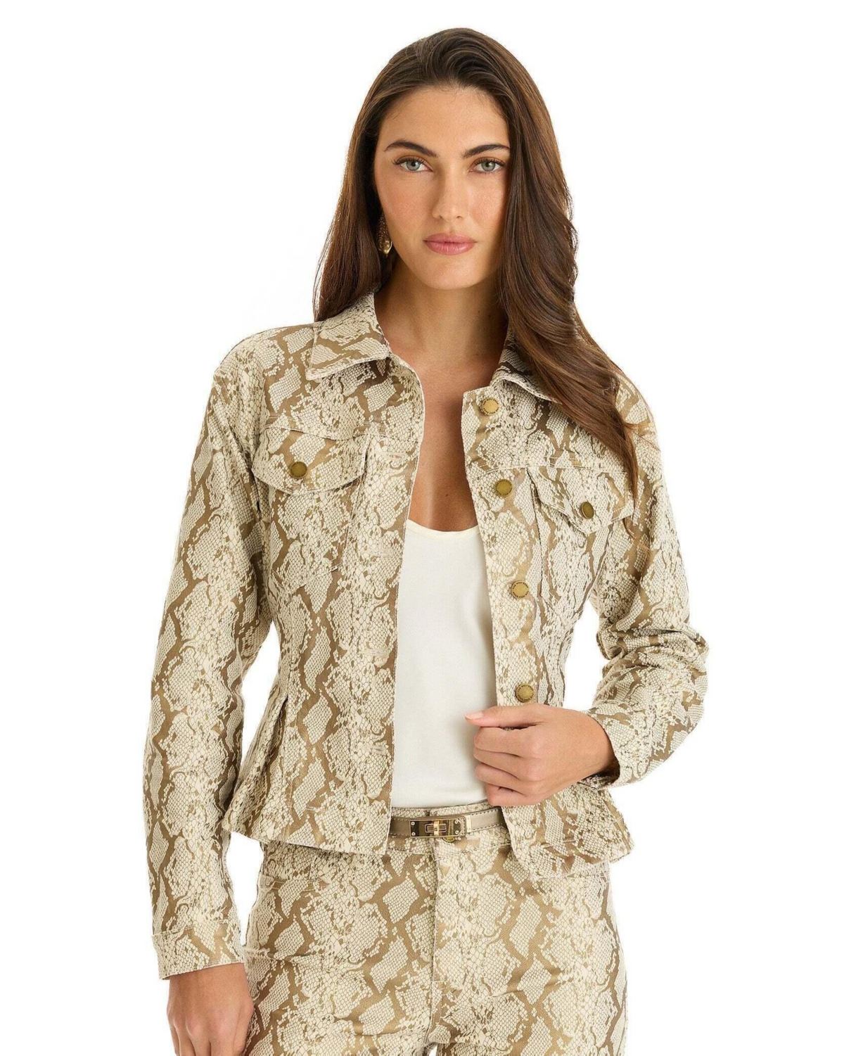 The Noli Shop Women’s Bethanie Denim Jacket – Gold python