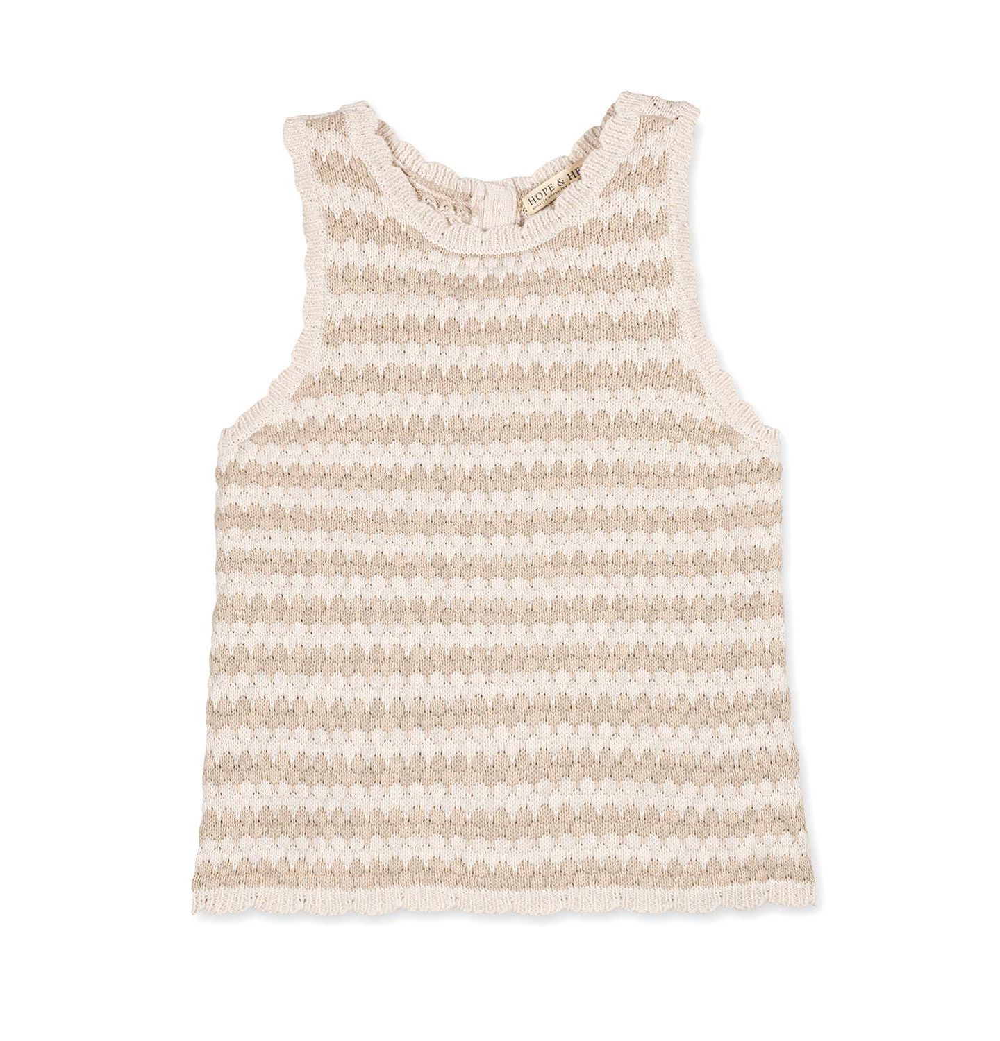 Женский свитер Hope & Henry Organic Button Back Sweater Tank, цвет: Натуральный полосатый — фото 5