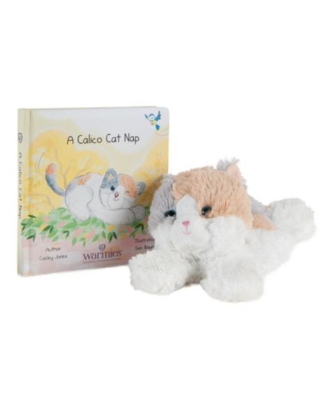 Детские мягкие игрушки Intelex Microwavable Calico Cat 13" Plush and Board Book, 2-Piece Set, цвет: Белый