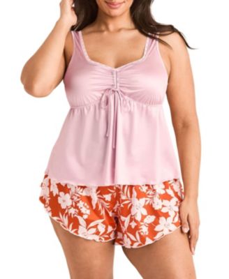 Plus Size Lavern Pajama Tank Top and Shorts Set