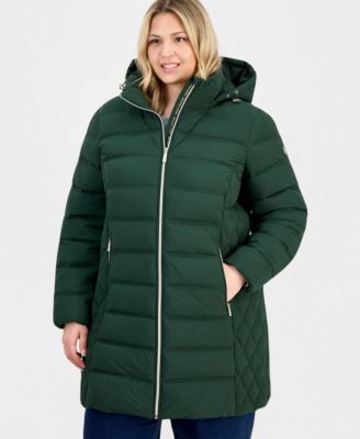 Michael Kors Plus Size Hooded Packable Puffer Coat
