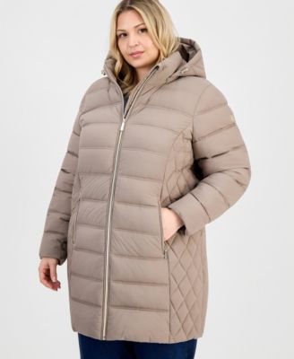 Michael Kors Plus Size Hooded Packable Puffer Coat