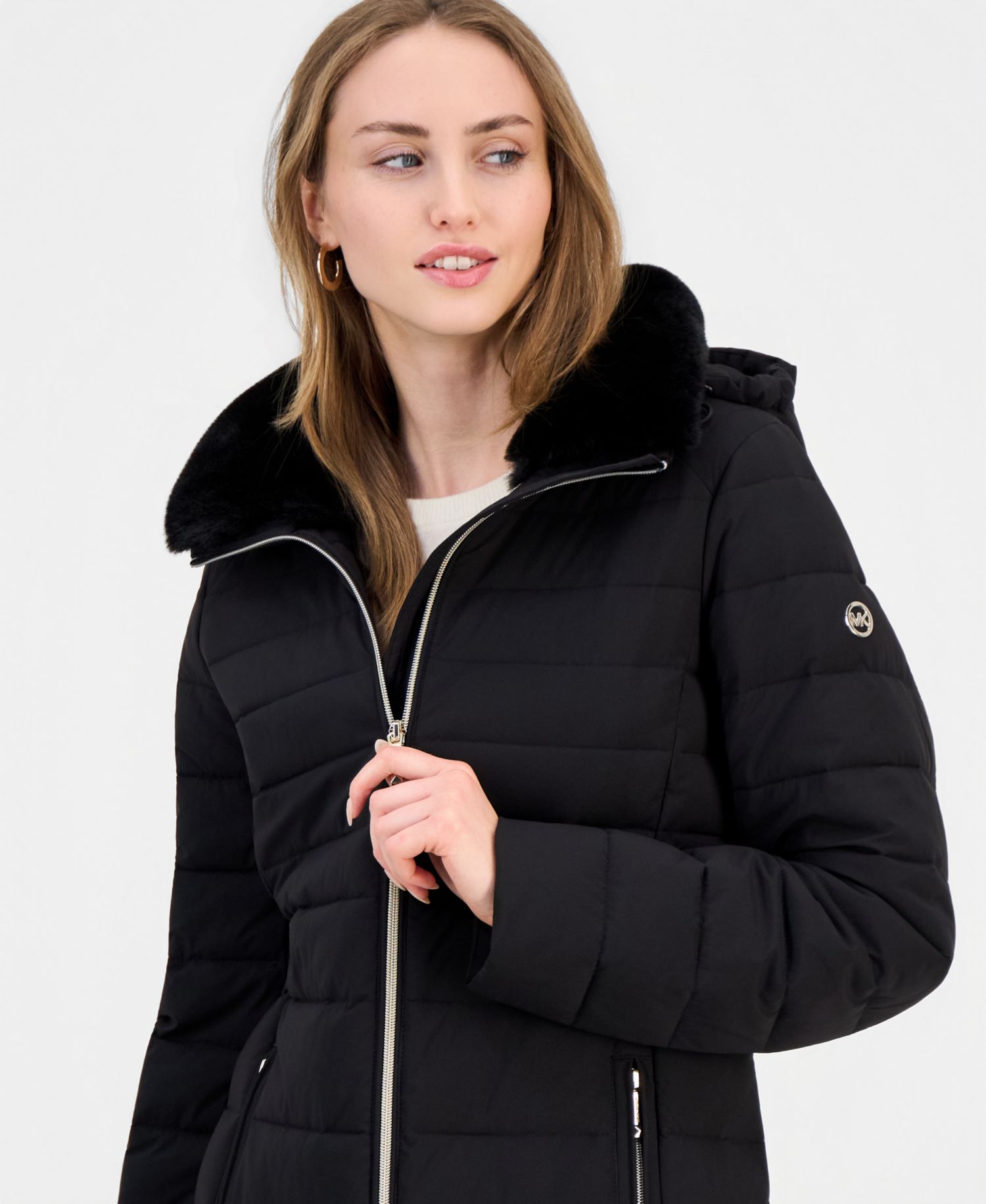 Women's Faux-Fur-Collar Hooded Packable Puffer Coat, Created for Macy's