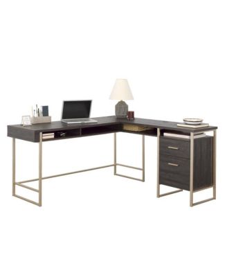 Walter Heights L Desk, Blade Walnut finish