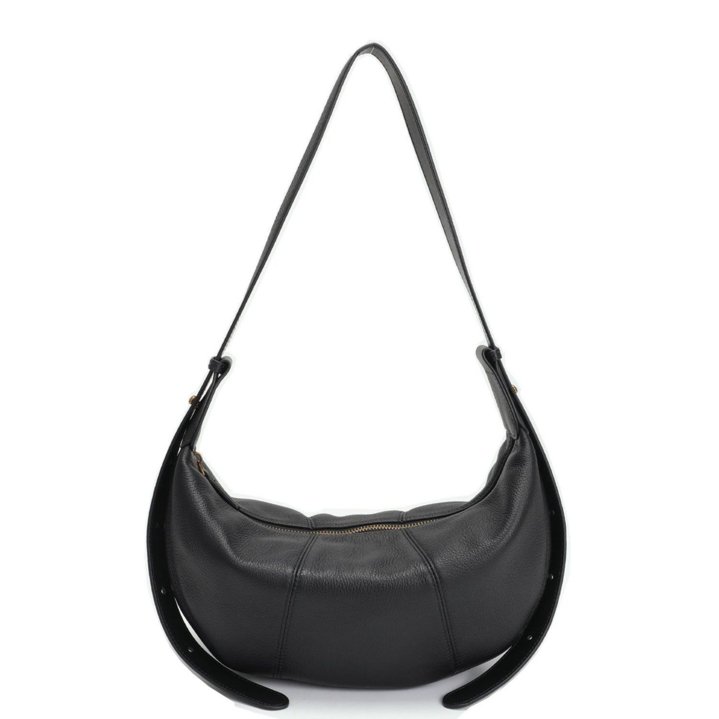 Женская сумка SUSU Vera Leather Crescent Bag Half-Moon Hobo Croissant Style Dumpling Shoulder Purse, цвет: Чёрный — фото 1
