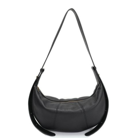 Женская сумка SUSU Vera Leather Crescent Bag Half-Moon Hobo Croissant Style Dumpling Shoulder Purse, цвет: Чёрный
