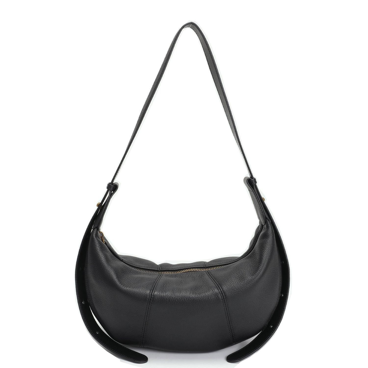 Vera Leather Crescent Bag Half-Moon Hobo Croissant Style Dumpling Shoulder Purse