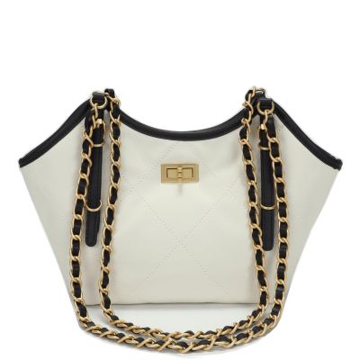 Luxea Quilted Chain Shoulder Bag Small Leather Handbag with Gold Chain Strap